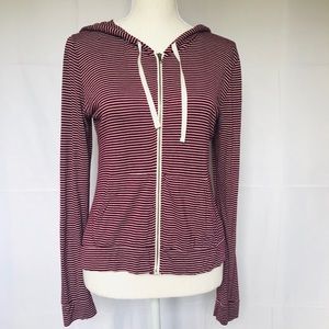 Striped lightweight zip up hoodie